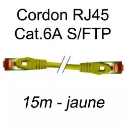 cordon réseau ethernet RJ45 cat.6A SFTP - 15m - jaune