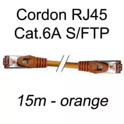 cordon réseau ethernet RJ45 cat.6A SFTP - 15m - orange