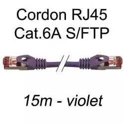 cordon réseau ethernet RJ45 cat.6A SFTP - 15m - violet