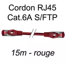 cordon réseau ethernet RJ45 cat.6A SFTP - 15m - rouge