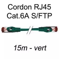 cordon réseau ethernet RJ45 cat.6A SFTP - 15m - vert