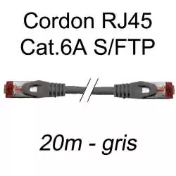 cordon réseau ethernet RJ45 cat.6A SFTP - 20m - gris