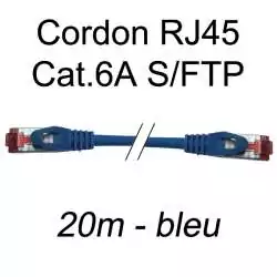 cordon réseau ethernet RJ45 cat.6A SFTP - 20m - bleu