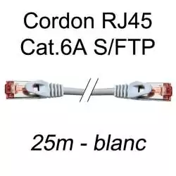 cordon réseau ethernet RJ45 cat.6A SFTP - 25m - blanc