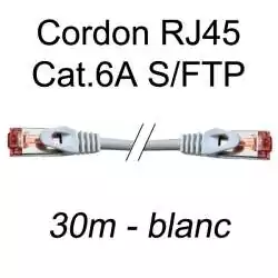 cordon réseau ethernet RJ45 cat.6A SFTP - 30m - blanc