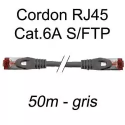 cordon réseau ethernet RJ45 cat.6A SFTP - 50m - gris