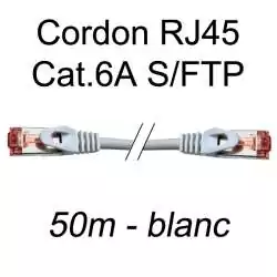 cordon réseau ethernet RJ45 cat.6A SFTP - 50m - blanc