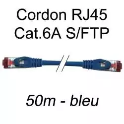 cordon réseau ethernet RJ45 cat.6A SFTP - 50m - bleu