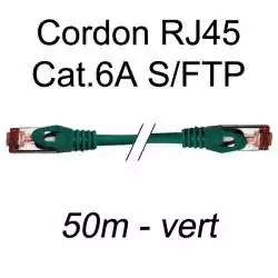 cordon réseau ethernet RJ45 cat.6A SFTP - 50m - vert