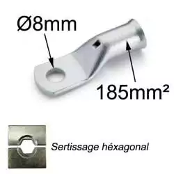 Cosse a sertir 185mm2 trou M8 cosse 185mm² M8