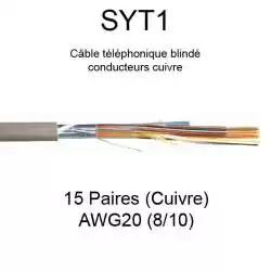 câble téléphone SYT1 15 paires cuivre AWG20 8/10