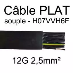 câble électrique plat noir souple série H07VVH6F 12 conducteurs 2.5mm2 12G2.5