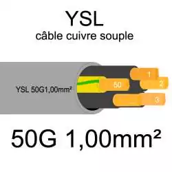 câble cuivre souple isolé PVC gris série YSL 50 conducteurs 1mm2 50G1mm2 cable 50G1