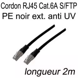 câble réseau extérieur gaine PE noir résistant aux UV résistant aux intempéries longueur 2m