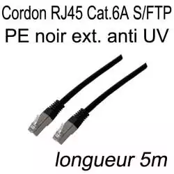 câble réseau extérieur gaine PE noir résistant aux UV résistant aux intempéries longueur 5m