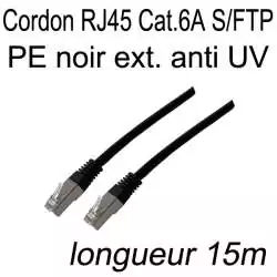 câble réseau extérieur gaine PE noir résistant aux UV résistant aux intempéries longueur 15m