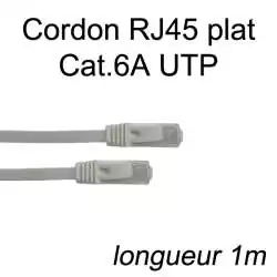 cordon RJ45 plat cat 6a UTP longueur 1m