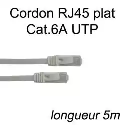 cordon RJ45 plat cat 6a UTP longueur 5m
