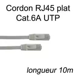 cordon RJ45 plat cat 6a UTP longueur 10m