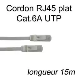 cordon RJ45 plat cat 6a UTP longueur 15m