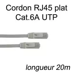 cordon RJ45 plat cat 6a UTP longueur 20m