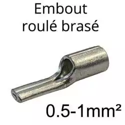 cosse de branchement type embout roulé brasé pour fil et câble électrique pour fil de 0.50mm2 jusque 1mm2