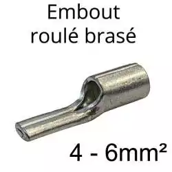 cosse de branchement type embout roulé brasé pour fil et câble électrique pour fil de 4mm2 ou 6mm2