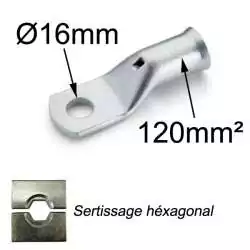 cosse à sertir cuivre étamé 120mm² trou M16
