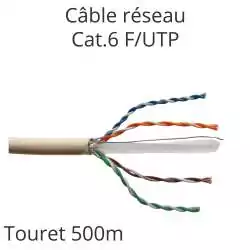 câble réseau cat.6 F/UTP 4 paires vu avec extrémité dégainée vendu en touret 500m câble réseau cat.6 F/UTP 4 paires vu avec extrémité dégainée vendu en touret 500m