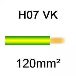 fil de câblage en cuivre souple isolé PVC série H07VK 120mm2 vert jaune