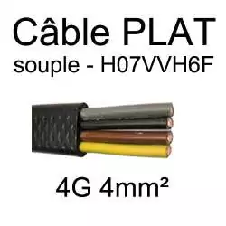 câble électrique plat noir souple série H07VVH6F 4 conducteurs 4mm2 4G4mm2 câble électrique plat noir souple série H07VVH6F 4 conducteurs 4mm2 4G4mm2