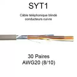 câble téléphone SYT1 30 paires cuivre AWG20 8/10