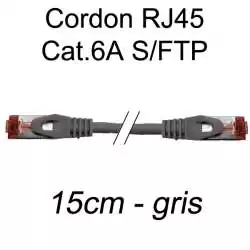 cordon réseau ethernet RJ45 cat.6A SFTP - 15cm - gris