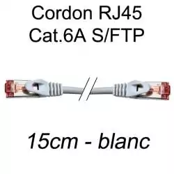 cordon réseau ethernet RJ45 cat.6A SFTP - 15cm - blanc