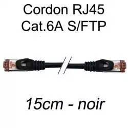 cordon réseau ethernet RJ45 cat.6A SFTP - 15cm - noir