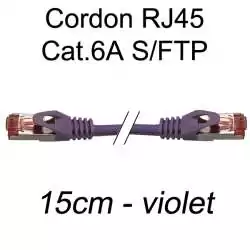 cordon réseau ethernet RJ45 cat.6A SFTP - 15cm - violet