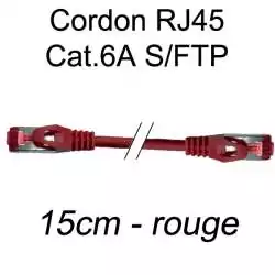 cordon réseau ethernet RJ45 cat.6A SFTP - 15cm - rouge