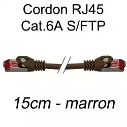cordon réseau ethernet RJ45 cat.6A SFTP - 15cm - marron