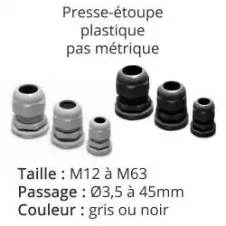 presse etoupe etanche IP68 gris RAL 7035 avec contre ecrou taille M12x1.5