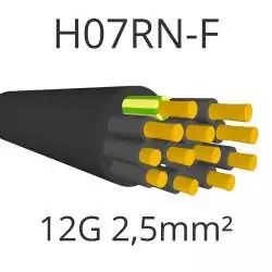 câble électrique souple exterieur caoutchouc H07RNF 12G2.5mm2
