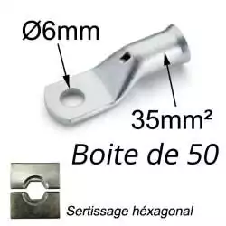 cosse à sertir cuivre étamé 35mm² trou M6 boite de 50 pieces cosse à sertir cuivre étamé 35mm² trou M6 boite de 50 pieces