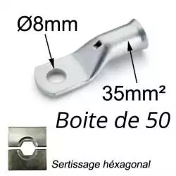 cosse à sertir cuivre étamé 35mm² trou M8 boite de 50 pieces cosse à sertir cuivre étamé 35mm² trou M8 boite de 50 pieces