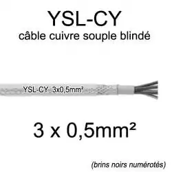 câble électrique cuivre souple blindé YSL-CY 3 conducteurs 0.5mm² 3x0.5