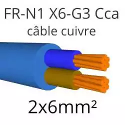 câble électrique FR N1 X6 G3 nouveau R2V 2x6mm2