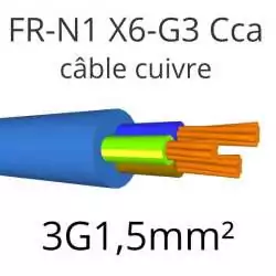 câble électrique FR N1 X6 G3 nouveau R2V 3G1.5mm2