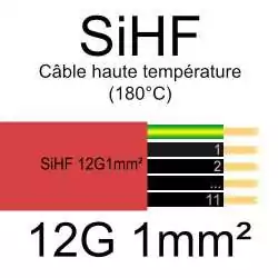 câble électrique haute température cuivre souple isolé silicone SIHF 12 conducteurs 1mm² 12G1mm2