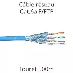 Câble Ethernet catégorie 6A F/FTP avec blindage par paire et blindage général, touret complet 500m Câble Ethernet catégorie 6A F/FTP avec blindage par paire et blindage général, touret complet 500m