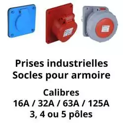 socle prise industrielle P17 pour montage facade armoire 230V monophasé bleue 3101-340-0900