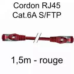 cordon réseau ethernet RJ45 cat.6A SFTP - 1,5m - rouge