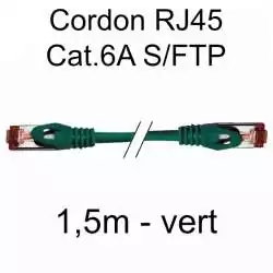 cordon réseau ethernet RJ45 cat.6A SFTP - 1,5m - vert